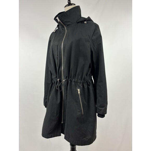 Soia & Koi Revolve Utility Jacket Anorak Black Size XL Hooded Pockets Rain Coat - Picture 3 of 16